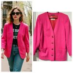 Ungaro sol donna Paris vintage bright pink blazer goldtone buttons size 12 Photo 1