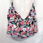 Catalina  Plus Size 3X‎ Swim Top Halter Tie Neck Floral Pink Black Swimsuit 1668 Photo 3