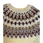 STOIC Cream and Burgandy Fairisle Nordic Oversized Sweater Women's MEDIUM Red Photo 3
