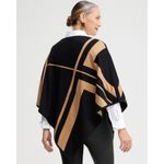 Chico's  Reversible Knit Triangle Poncho Black Brown Tunic Sweater Top, Size‎ L XL Photo 2