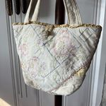 Vintage Handmade Patchwork Embroidered Cotton Tote Cottagecore Bag Pink Photo 2