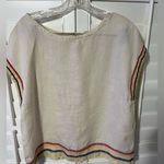 C&C California  100% Linen Top | Boho Striped Trim Button-Back Blouse | Size M Photo 1