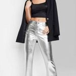 Wild Fable High Rise Flare Casual Metallic Silver Photo 0