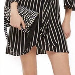 Topshop  Womens Black/Cream Long Sleeved Striped Dress Size 2 Photo 0