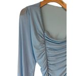 Lyaner Dress Womens Large Blue One Shoulder Sleeve Short Prom Cocktail Chiffon Photo 7