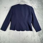 Vintage Reina Blazer Womens 10P Navy Blue Pearl Button Embroidered Career Jacket Photo 2