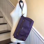 Coach Purple Plum Leather Oversized Wristlet Clutch With Tassels Photo 13