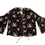 Planet Gold Black Pink Floral V-Neck Bell Sleeve Top Blouse Top Size 1X NEW Photo 6