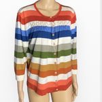 Orvis  striped silk blend button up cardigan Sz Medium Photo 1