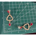 Saks 5th Avenue Saks Fifth Ave Gold and Red Dangle Crystal Pierced Earring Photo 2