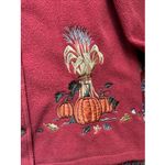 Croft and Barrow Sports Womens Sweater Medium Orange Cardigan Scarecrow Pumpkin Photo 2
