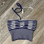 SheIn Sz XS Super Soft Crop Top Blue & White Striped Photo 0