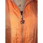 Diane Von Furstenberg Vtg 90s  Tangerine Orange Front Zip Nylon Rain Coat size 1X Photo 7