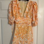 Chicways Orange Puff Sleeve Romper Photo 0