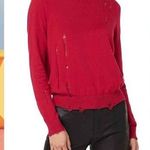 Hudson Red Distressed Detail Crew Neck Sweater Size Medium b57 Photo 0