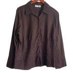 Cato  Women Top‎ 18/20 Brown Embroidered Button Up Boho Cowgirl Western Casual Photo 0