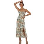 Utnisan M Floral Satin Slip Dress Cowl Neck Maxi Coquette Summer Sexy Wedding Green Size M Photo 4