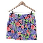 Ibkul Larisa Pull On Printed Skort Skirt Floral Navy Multi Red Purple Large L Photo 1