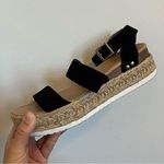 Soda black tan espadrille platform sandal women’s size 9 strappy ankle buckle Photo 0
