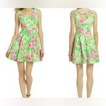 Lilly Pulitzer  Freja Fit & Flare Mini Dress Pink Green Floral Side Pockets 12 Photo 1