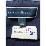 Karen Scott  Navy Blue Cotton Blend Tunic Sweater Plus Size XL Contrast Trim Photo 2