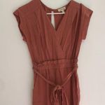 Monteau  Rose Pink V-Neck Surplice Short Sleeve Belted Wide Leg Jumpsuit Small S Photo 3