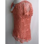 Sacred Threads NWT  Orange Crochet Overlay Short Flutter Sleeves Dainty Top Small Photo 5