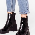 Nasty Gal Platform Croc Square Toe Heeled Ankle Boots Photo 2