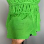 ZARA  Womens Ruched Top Tank Shirt M Green Open Back V-Neck Photo 1