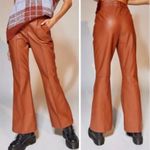 Urban Outfitters $99 NWOT Isabella Faux Vegan Leather Flare Pants Caramel brown Photo 2