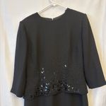 Donna Morgan  Black Beaded & Sequins Formal Dress Covered Buttoned Zipper.  10 Photo 1