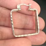 Vintage Signed 925 MEX Sterling Silver Triple Hollow Tube Square Hoop Earrings Photo 13