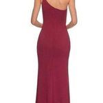 La Femme  One-Shoulder Jersey Gown in Burgundy Size US 0 Photo 1