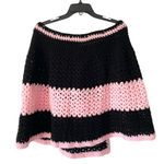 Vintage Handmade 70s Poncho Cape Sweater Pink Black With Bow Granny Size undefined Photo 3