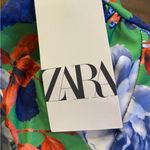 ZARA  Womens Asymmetrical Floral Blue Stretchy One Shoulder Bodysuit Size Small Photo 9
