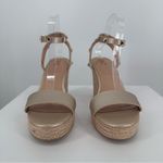 INC Maverickp Faux Leather Ankle Strap Wedge Sandals Gold size 10 Studded Photo 2