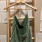 Loft Green Woven Boho Coastal Beach Summer Halter Dress with Zipper Photo 6