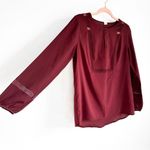 Old Navy  Lattice billowy Balloon Sleeve Blouse Burgundy Crimson sz Small Photo 1