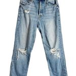 Mother The Tomcat The Confession High Rise Straight Leg Distressed Jeans Size 26 Blue Photo 4