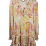 Flying Tomato  Dress Women M Pink Orange Floral Living My Best Style Ruffle Mini Photo 0