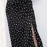 ZARA  Black & White Polka Dot Midi Long Skirt Women's Large Satin Ruched Bloggers Photo 0