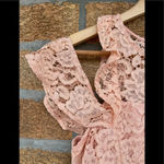 NBD  Peach Allover Lace Cold Shoulder Dress small Photo 3