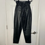 BLANK NYC Vegan Faux Leather Paperbag Waist Pants Straight Leg Black Size 26 Photo 3