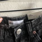 ZARA NWT Black Mom Fit High Rise Bermuda Denim Jean Shorts Womens 0 Photo 4