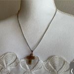 Cross flower agate unakite silver tone necklace Photo 4