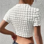 SheIn NWOT Bubble Patch Work Lettuce Trip Cropped Short-Sleeve Top Photo 3