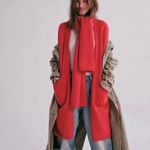 Free People  Ellie Duster Sweater Scarf Wrap Red OS NWT $98 Photo 1