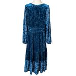Frye and Co. velvet blouse sleeve tiered midi peasant teal floral dress Blue Size XXL Photo 11