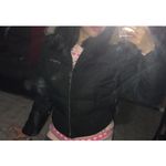 Bebe Y2K size medium black cropped puffer jacket missing fur Rhinestone logo Photo 6