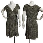 Fresh Produce Black Olive Green Women's Wrap Dress Zebra Print Size XL Photo 1